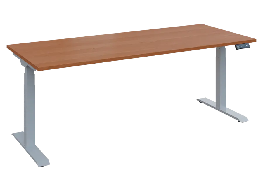 Fleximax 28-18 výškově nastavitelný stůl, kovová podnož stříbrná, deska 25 mm, široký 1800 mm, olše jantar